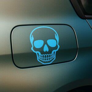 Skull Decal Car Sticker, Light Blue Vinyl, Gas Cap Design 3*6